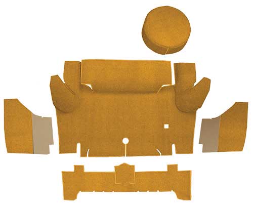 1964-66 Mustang Convertible Nylon Loop Trunk Carpet Set with Boards - Medium Saddle