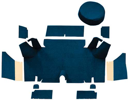 1965-66 Mustang Fastback Nylon Loop Trunk Carpet Set with Boards - Dark Blue