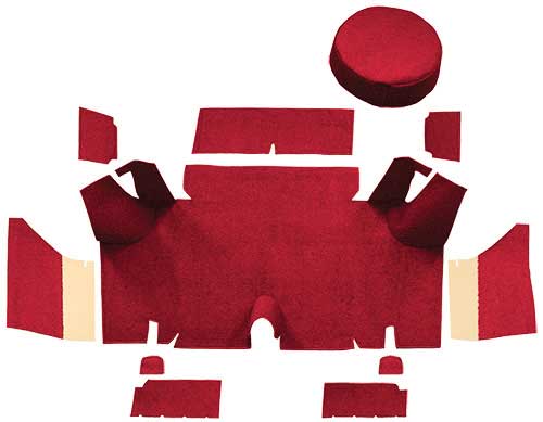 1965-66 Mustang Fastback Nylon Loop Trunk Carpet Set with Boards - Maroon