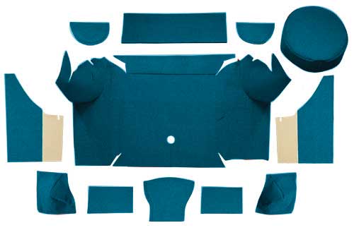 1967-68 Mustang Convertible Nylon Loop Trunk Carpet Set with Boards - Aqua