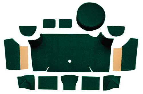 1967-68 Mustang Fastback Nylon Loop Trunk Carpet Set with Boards - Dark Green