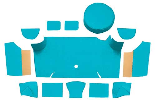 1967-68 Mustang Fastback Nylon Loop Trunk Carpet Set with Boards - Light Blue