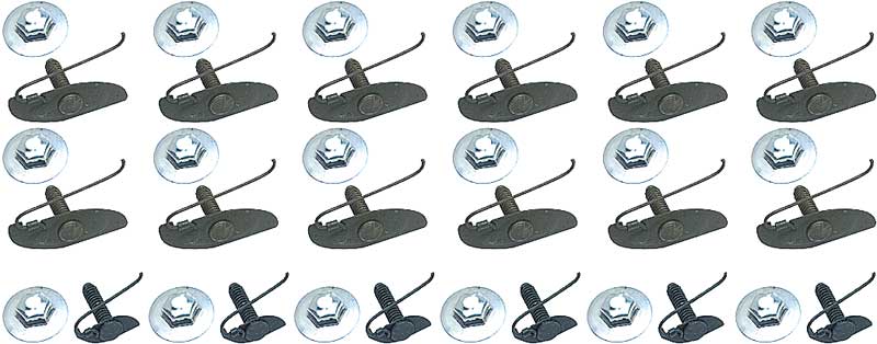 1964 Impala Except SS Fender Molding Clips Set 18 Clips, 18 Nuts