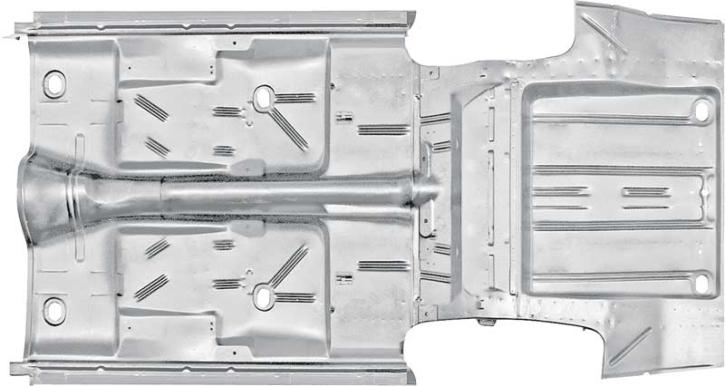 1966-67 Chevy II Nova Complete Floor Pan and Trunk Pan with Braces Weld Thru Coated