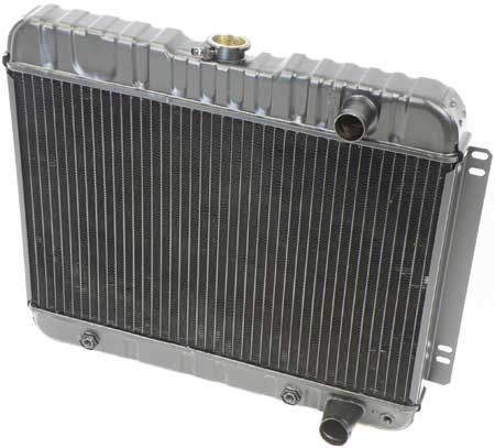1963-65 Chevy II/Nova V8 W/ AT & W/O AC - Radiator Brass/Copper 3 Row (Inlet On Pass. Side)