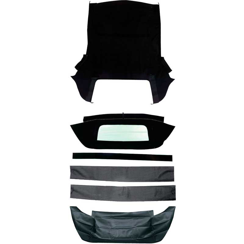 1967-69 Camaro/Firebird Convertible Top Kit Folding Glass Rear Window Blue Top Black Well Liner