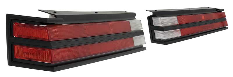 1984-87 Buick Grand National, GNX Tail Lamp Lens, Bezel, and Housing Kit 8-Pieces Plus Clip and Gasket Set Black Bezels