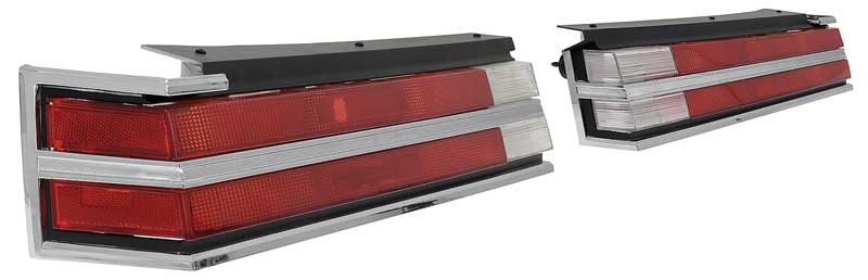 1984-87 Buick Regal Tail Lamp Lens, Bezel, and Housing Kit 8-Pieces Plus Clip and Gasket Set Chrome Bezels