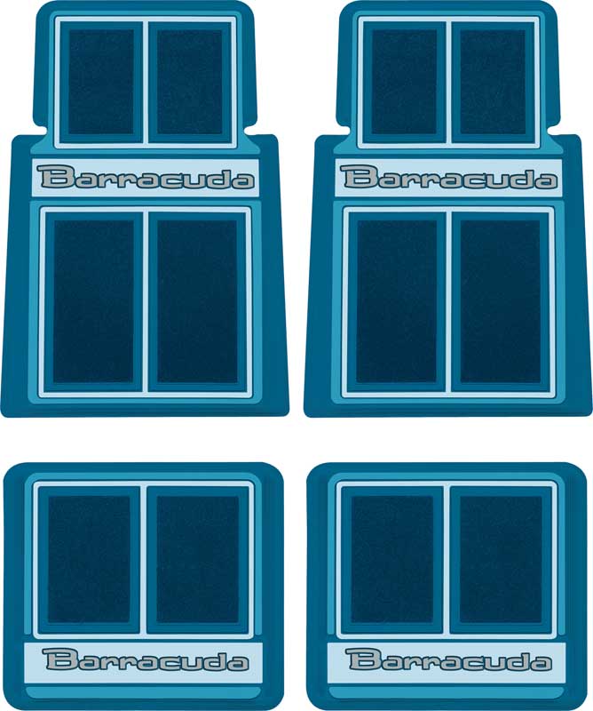 1964-74 Plymouth Barracuda Custom Carpeted Floor Mat Set Blue 4 Piece Set
