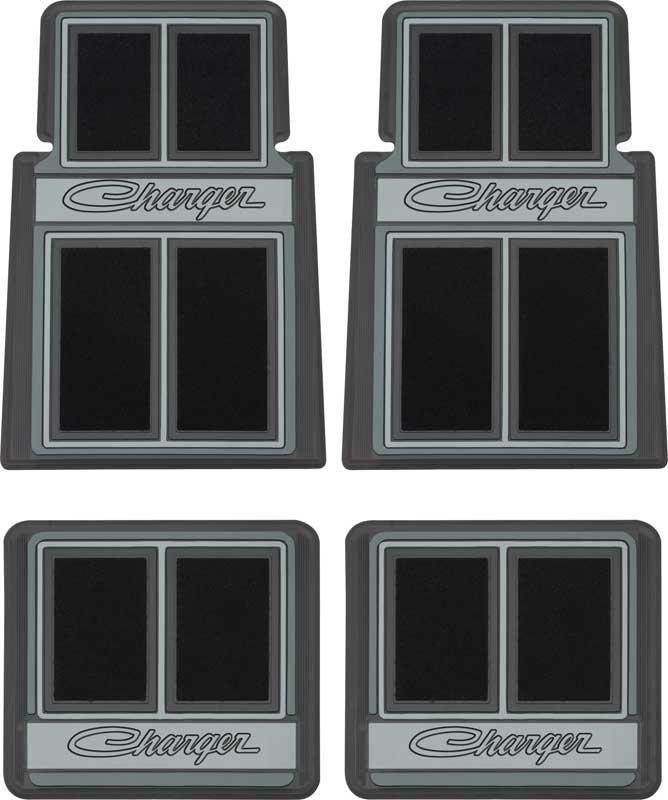 1966-1978 Dodge Charger Carpeted Floor Mat Set Black  4 Piece Set