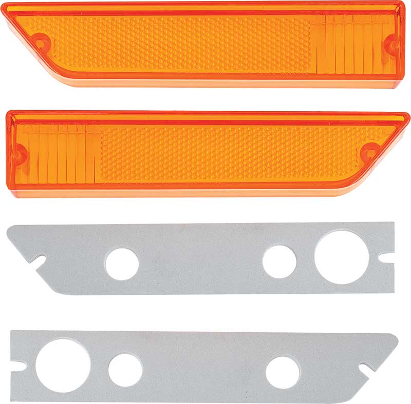 1970-71 Challenger Front Side Marker Lens and Gasket Set 4 Piece Set Mopar Licensed
