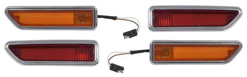 1970-71 Dodge Challenger Side Marker Lamp Set Front and Rear 4 Piece Set