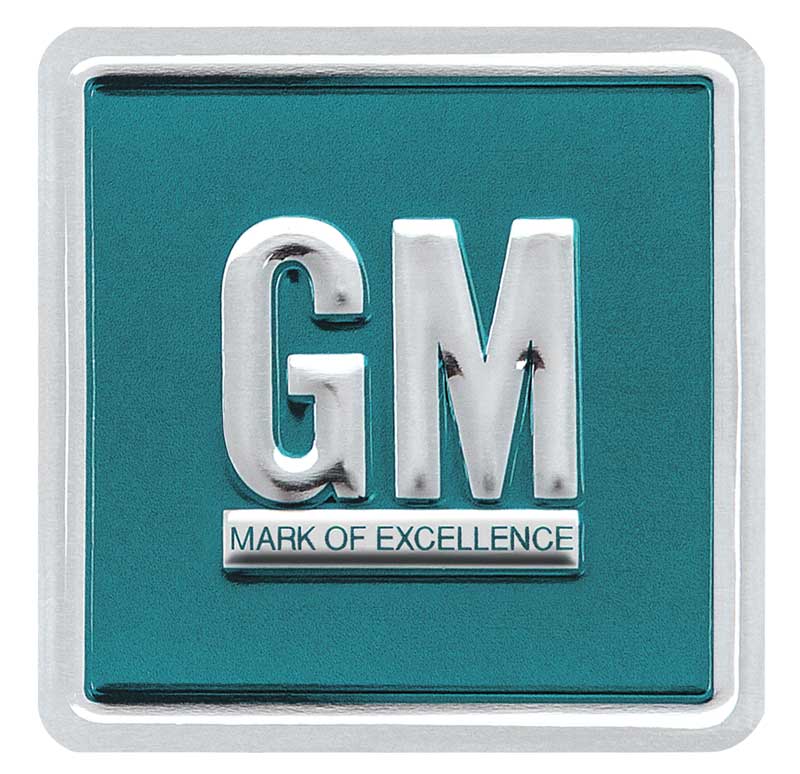 1964-67 "GM Mark Of Excellence" Door Deflector Decal Embossed Aqua Each