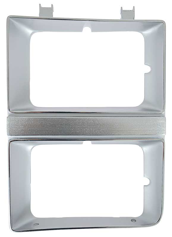 1981-82 Chevrolet GMC Pickup Blazer Jimmy Suburban Headlamp Bezel Dual Headlamp Chrome and Argent Silver LH, Driver Side