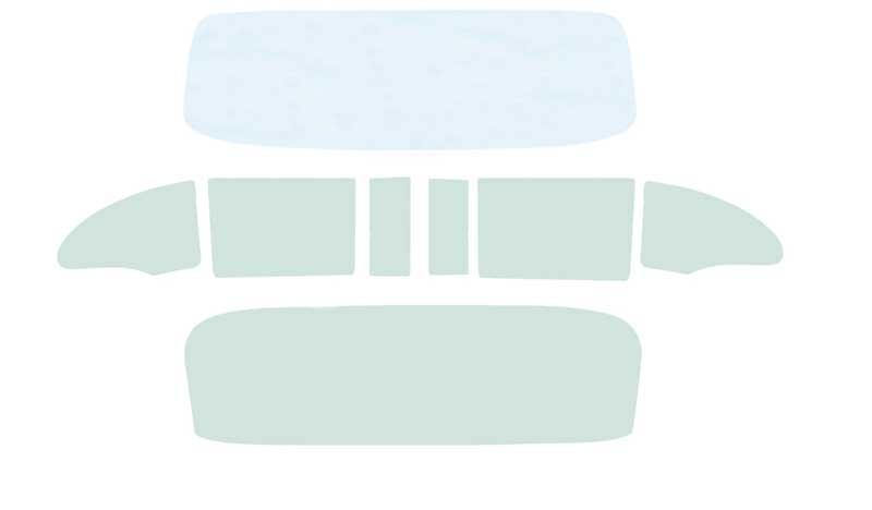 1955-56 Chevrolet 2 Door Hardtop 8 Piece Clear/Green Tint Glass Set