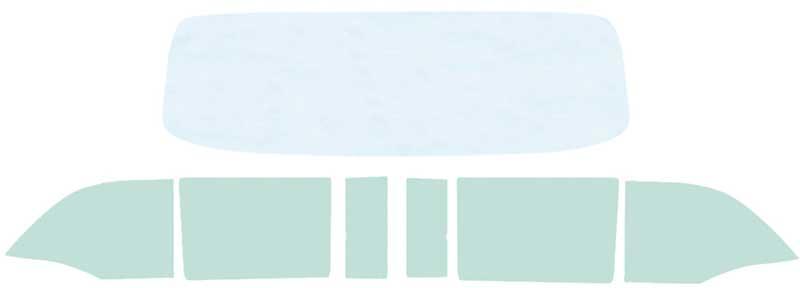 1955-56 Bel Air Windshield, Side Glass Set Clear, Green Tint 2 Door Convertible 7 Piece Set