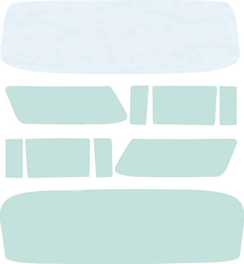 1955-56 Chevrolet Nomad 10 Piece Clear/Green Tint Glass Set