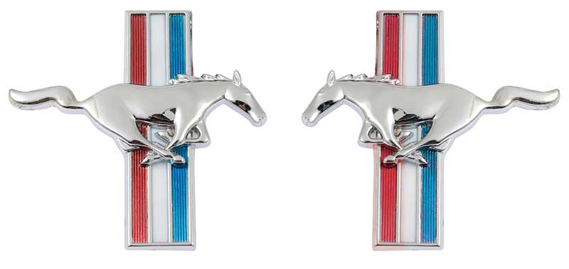 1964-66 Mustang Running Horse Tri Bar Fender Emblems