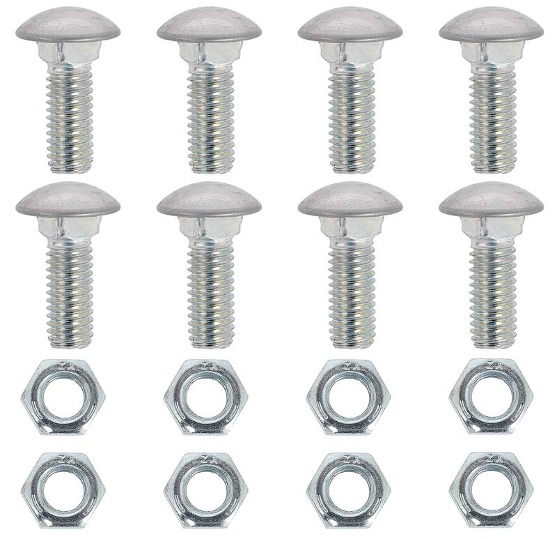 Bumper Bolt With Nut Zinc Plated With Stainless Steel Cap 7/16-14 X 1-1/4" 8 Bolt Set With Nuts