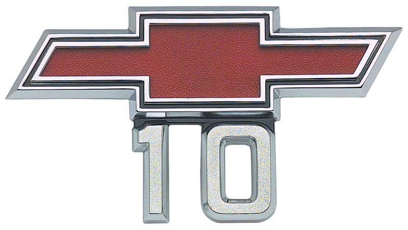1967-68 Chevrolet Truck, 1969-72 G10 Van Red Bow Tie 10 Fender Emblem Set Pair