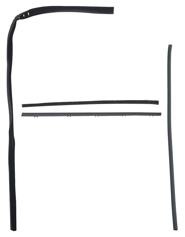 1967-72 Chevrolet, GMC Pickup Truck Door Glass Run and Windowfelt Set With Black Bead Felts 8 Piece Set