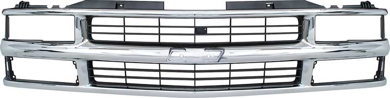 1994-2000 Chevy Pickup, Blazer, Tahoe, Suburban Front Grill For Dual Composite Headlamps Chrome With Black Accents