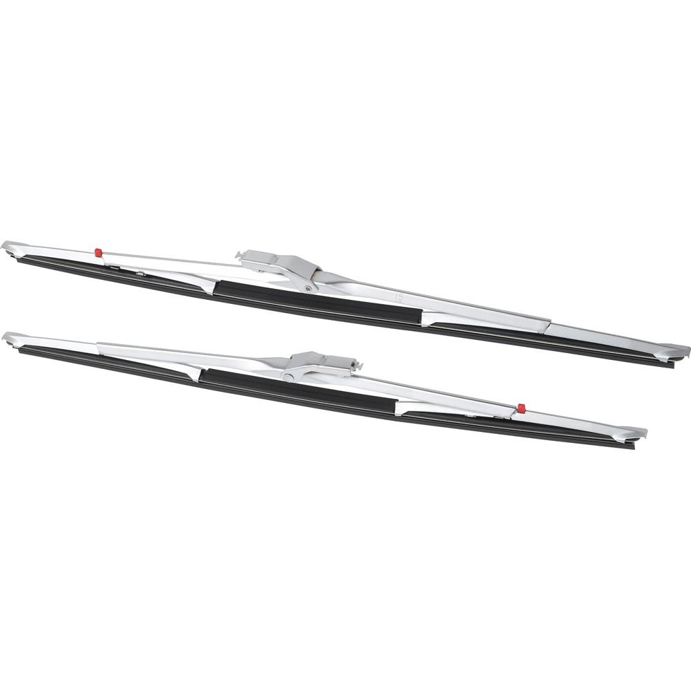 1960-76 Anco Windshield Wiper Blade Set Long Frame Red Button Refill 1/4" Bayonet Stainless 15"