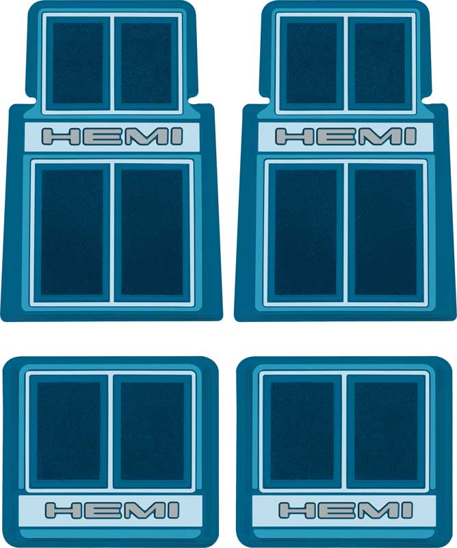 1966-71 Dodge, Plymouth Hemi Custom Carpeted Floor Mat Set Blue 4 Piece Set