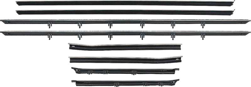1968-69 Camaro, Firebird Coupe Window Felt Set Deluxe Interior w/o Outer Door Molding 8 Piece Set OE Design