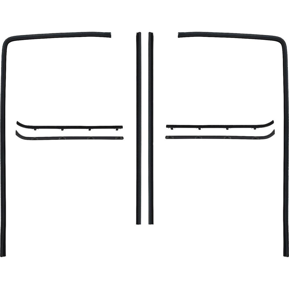 1960-63 Chevy, GMC Pickup, Glass Run & Window Felt, Anti Rattle Weatherstrip Set, with Metal Framed Door Glass