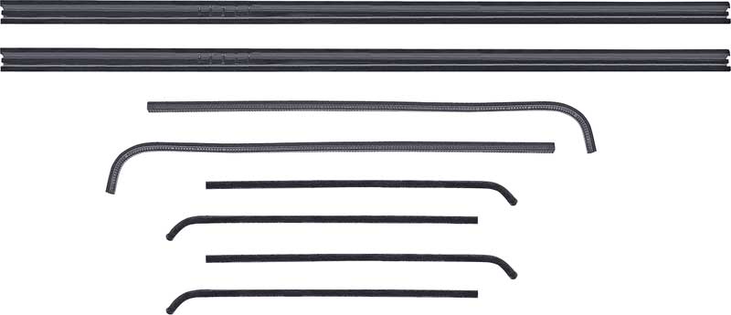 1964-66 Chevy, GMC Pickup Truck, Suburban Door Glass Run & Windowfelt Weatherstrip Set Black Bead Style