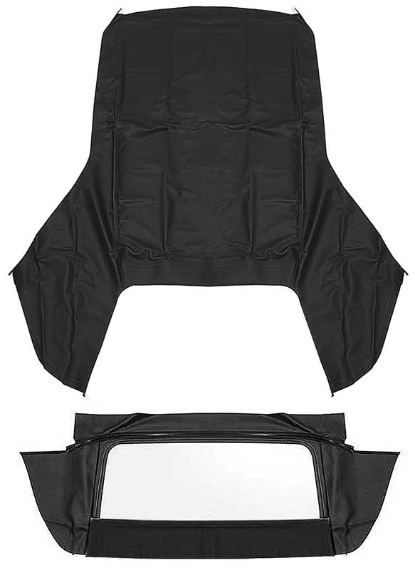 1967-69 Camaro/Firebird Convertible Top Set With Zipper Rear Window Stayfast Canvas Black