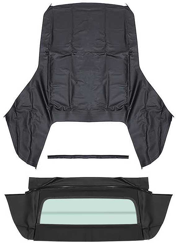 1967-69 Camaro/Firebird Convertible Top Set With 2-pc Glass Rear Window Stayfast Canvas Black