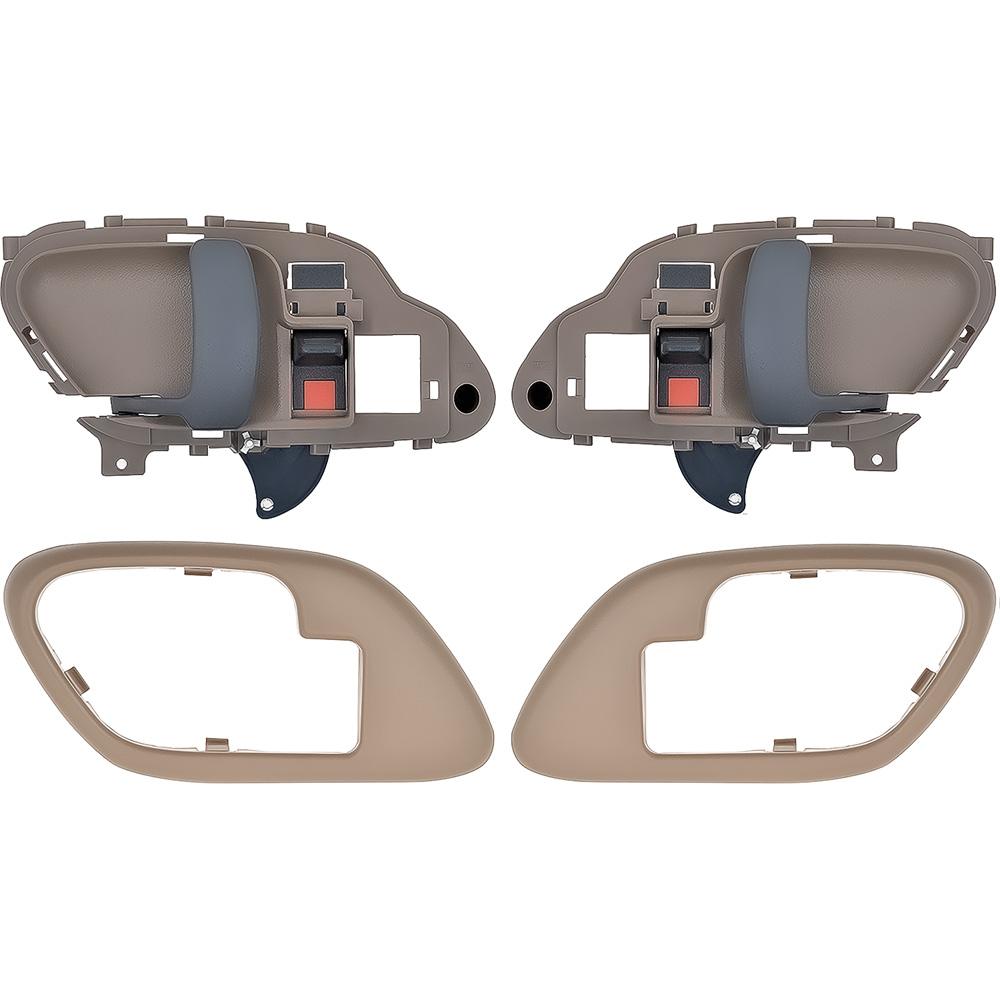 1995-02 Chevy, GMC Pickup Truck, SUV Inner Door Handle Set With Bezels Manual Locks Black Lever Beige Housing