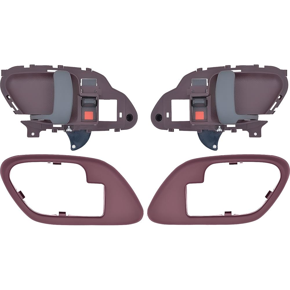 1995-02 Chevy, GMC Pickup Truck, SUV Inner Door Handle Set With Bezels Manual Locks Black Lever Red Housing