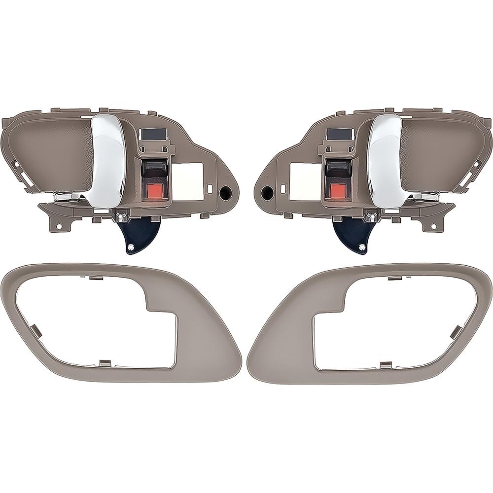 1995-02 Chevy, GMC Pickup Truck, SUV Inner Door Handle Set With Bezels Manual Locks Chrome Lever Brown Housing