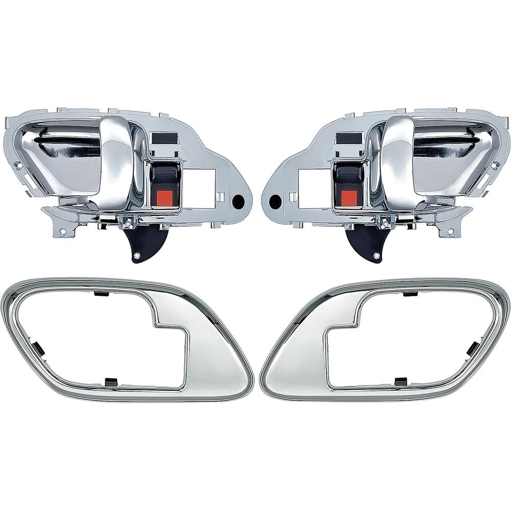 1995-02 Chevy, GMC Pickup Truck, SUV Inner Door Handle Set With Bezels Manual Locks Chrome Lever Chrome Bezel