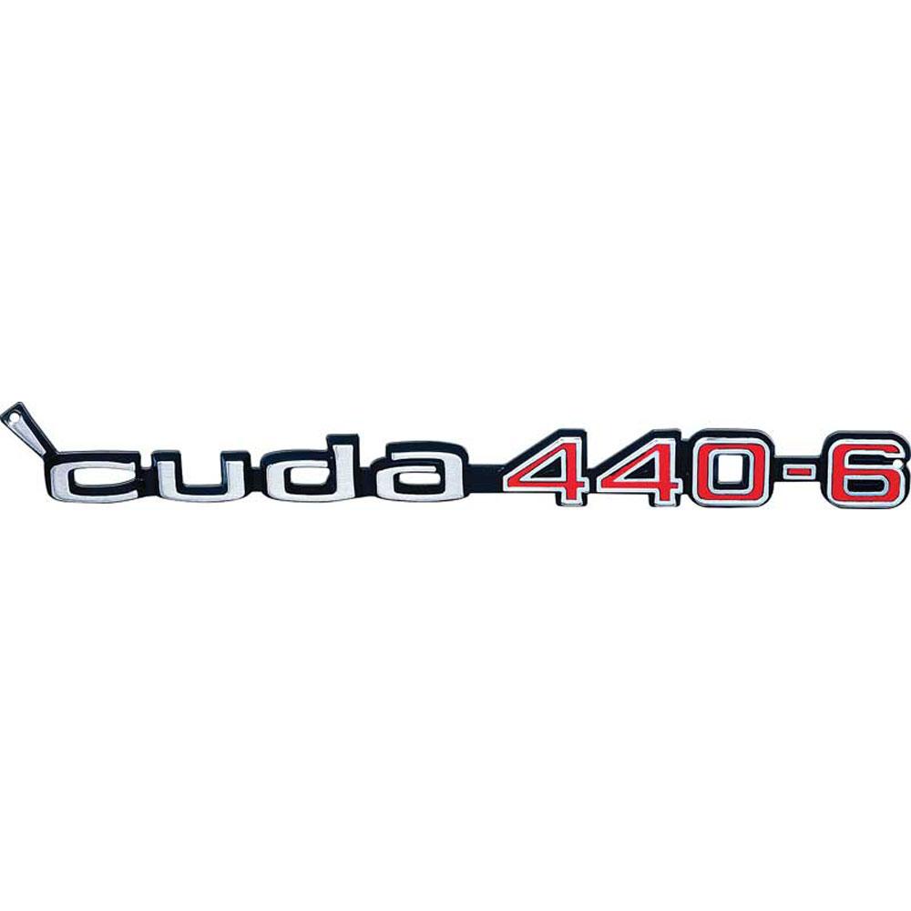Photorealistic Metal Sign 'Cuda 440-6 Logo Measures 20" X 2"