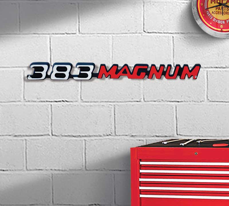 Photorealistic Metal Sign 383 Magnum Logo Measures 21" X 2"