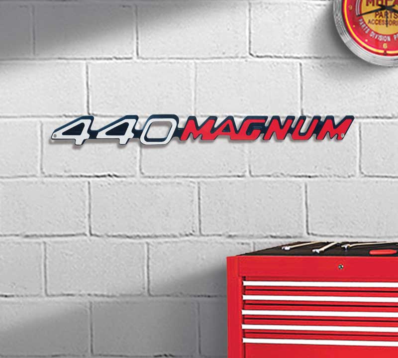 Photorealistic Metal Sign 440 Magnum Logo Measures 20" X 2"