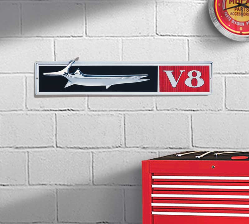 Photorealistic Metal Sign Barracuda V8 Logo Measures 18" X 4"