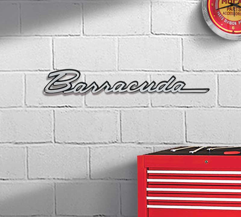 Photorealistic Metal Sign Barracuda Logo Measures 20" X 3"
