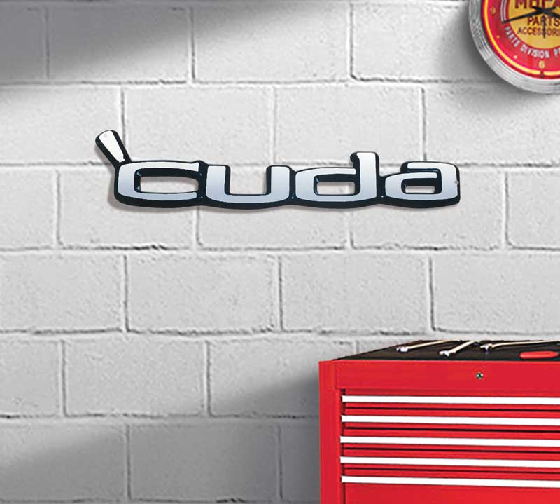 Photorealistic Metal Sign 'Cuda Logo Measures 20" X 4"