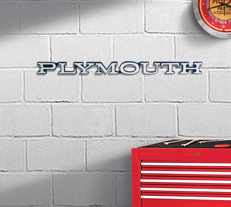 Photorealistic Metal Sign Plymouth Logo Measures 23" X 2"