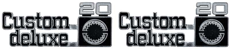 1975-80 Chevrolet Truck "CUSTOM DELUXE 20" Front Fender Emblem Pair