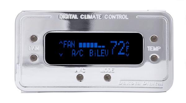 Digital Rectangular Climate Control system, fits Vintage Air Gen II, Chrome, Blue Display