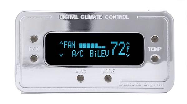 Digital Rectangular Climate Control system, fits Vintage Air Gen II, Chrome, Teal Display
