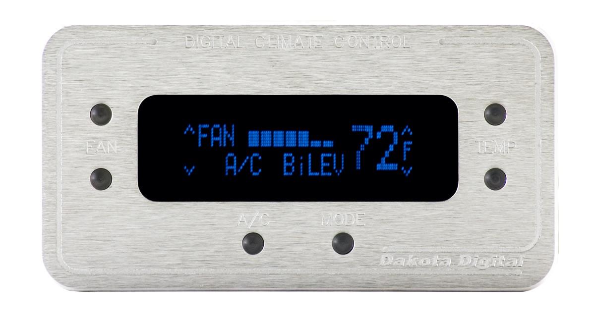 Digital Rectangular Climate Control system, fits Vintage Air Gen II, Satin Bezel, Blue Display
