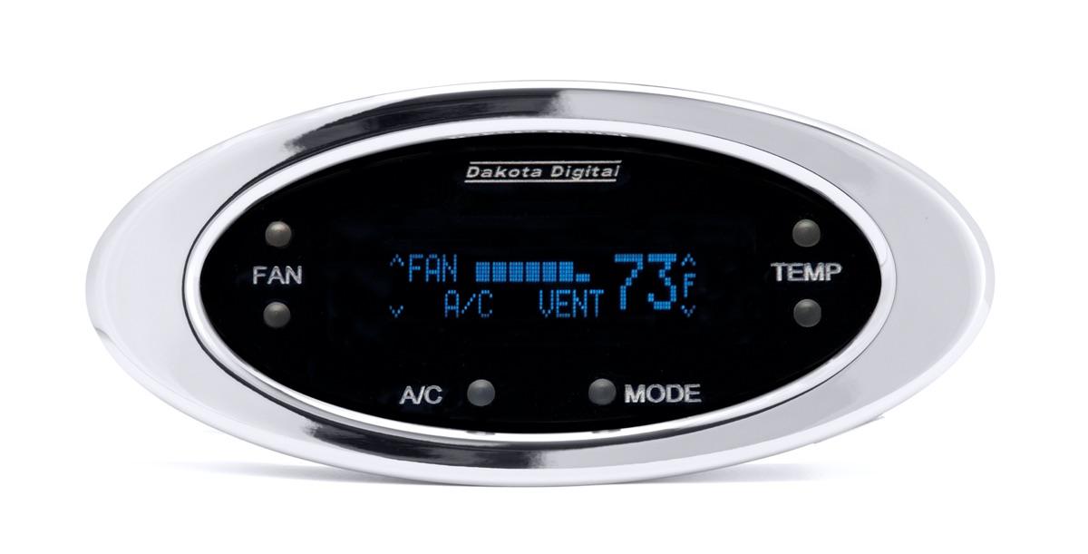 Digital Elliptical Climate Control system, fits Vintage Air Gen II, Chrome, Blue Display