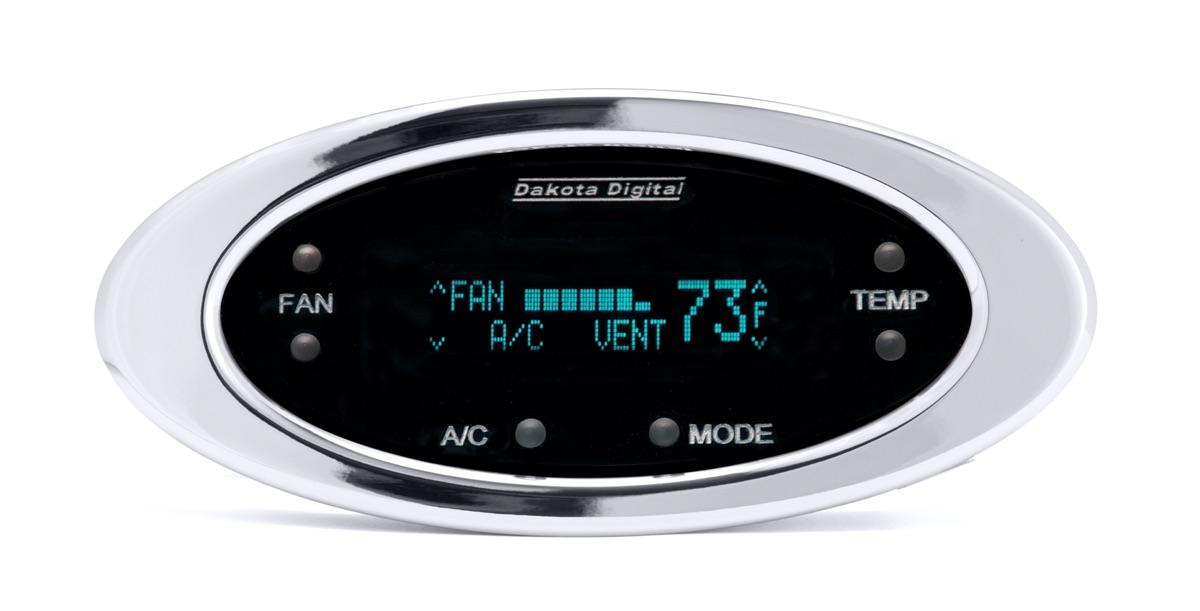 Digital Elliptical Climate Control system, fits Vintage Air Gen II, Chrome, Teal Display